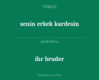 ihr bruder - senin erkek kardesin