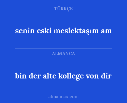 bin der alte kollege von dir - senin eski meslektaşım am
