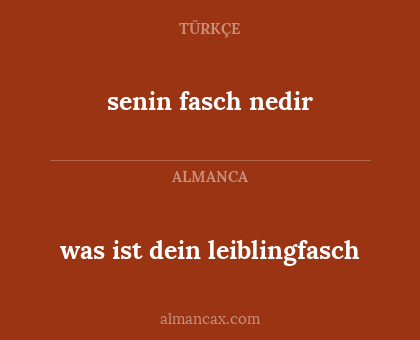 senin fasch nedir - was ist dein leiblingfasch
