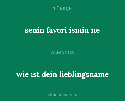 senin favori ismin ne - wie ist dein lieblingsname