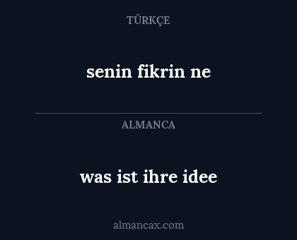 was ist ihre idee - senin fikrin ne