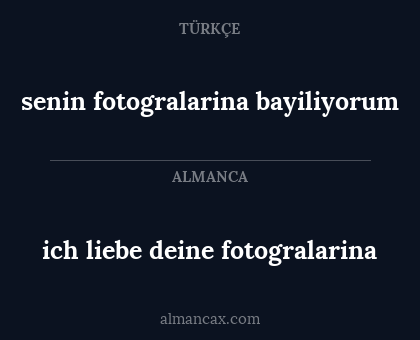 ich liebe deine fotogralarina - senin fotogralarina bayiliyorum