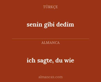 senin gibi dedim - ich sagte, du wie