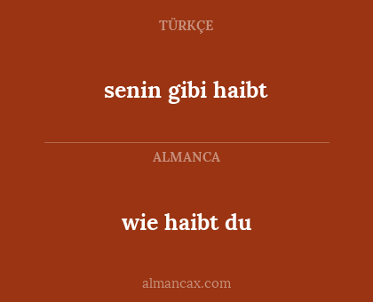 senin gibi haibt - wie haibt du