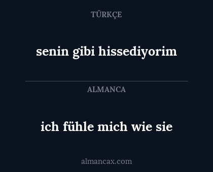 senin gibi hissediyorim - ich fühle mich wie sie