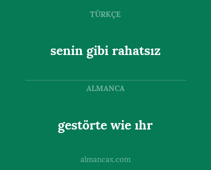 gestörte wie ıhr - senin gibi rahatsız