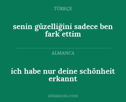 senin güzelliğini sadece ben fark ettim - ich habe nur deine schönheit erkannt