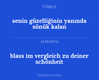 senin güzelliğinin yanında sönük kalan - blass im vergleich zu deiner schönheit