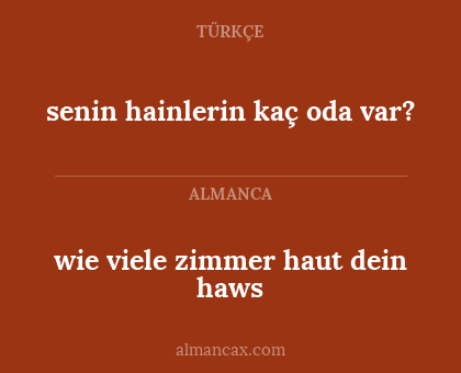 wie viele zimmer haut dein haws - senin hainlerin kaç oda var?