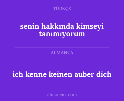 ich kenne keinen auber dich - senin hakkında kimseyi tanımıyorum
