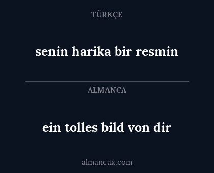 ein tolles bild von dir - senin harika bir resmin