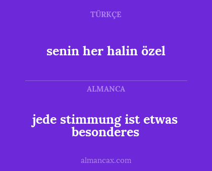 senin her halin özel - jede stimmung ist etwas besonderes