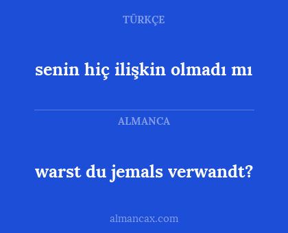 senin hiç ilişkin olmadı mı - warst du jemals verwandt?