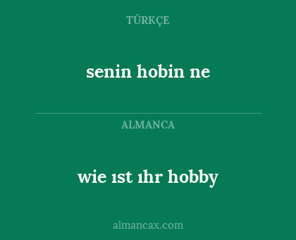 senin hobin ne - wie ıst ıhr hobby