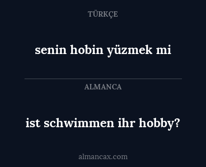 ist schwimmen ihr hobby? - senin hobin yüzmek mi
