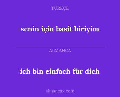 ich bin einfach für dich - senin için basit biriyim