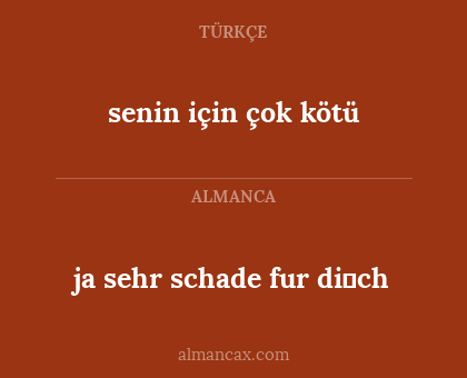 senin için çok kötü - ja sehr schade fur di̇ch