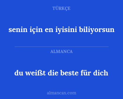 senin için en iyisini biliyorsun - du weißt die beste für dich