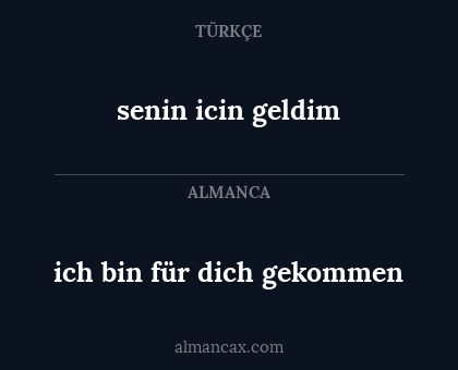 senin icin geldim - ich bin für dich gekommen