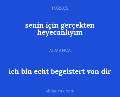 ich bin echt begeistert von dir - senin için gerçekten heyecanlıyım