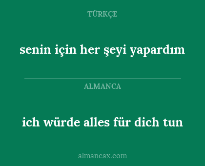 senin için her şeyi yapardım - ich würde alles für dich tun