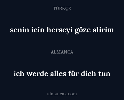 ich werde alles für dich tun - senin icin herseyi göze alirim