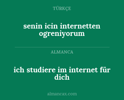 ich studiere im internet für dich - senin icin internetten ogreniyorum