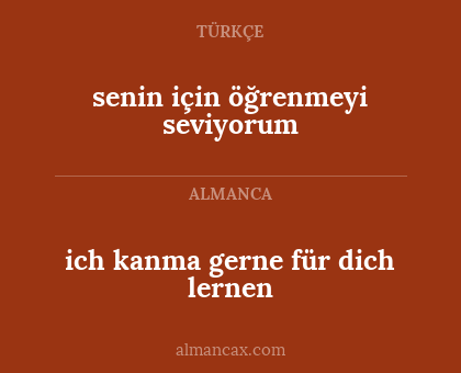ich kanma gerne für dich lernen - senin için öğrenmeyi seviyorum
