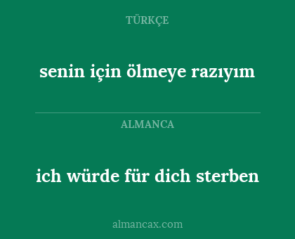 ich würde für dich sterben - senin için ölmeye razıyım