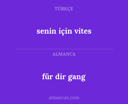 für dir gang - senin için vites