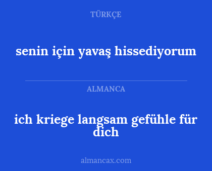ich kriege langsam gefühle für dich - senin için yavaş hissediyorum