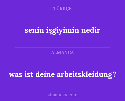 senin işgiyimin nedir - was ist deine arbeitskleidung?