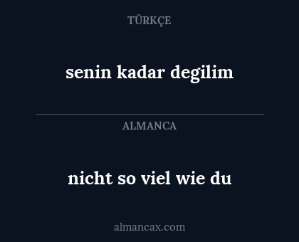nicht so viel wie du - senin kadar degilim