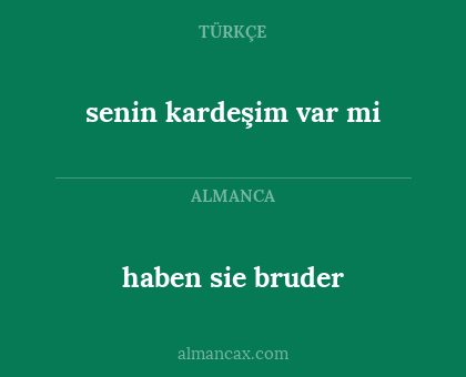senin kardeşim var mi - haben sie bruder