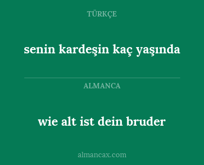 wie alt ist dein bruder - senin kardeşin kaç yaşında