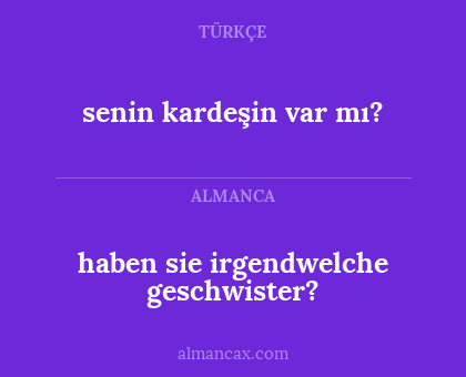 senin kardeşin var mı? - haben sie irgendwelche geschwister?