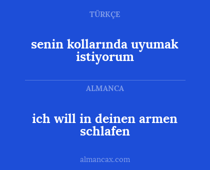 ich will in deinen armen schlafen - senin kollarında uyumak istiyorum