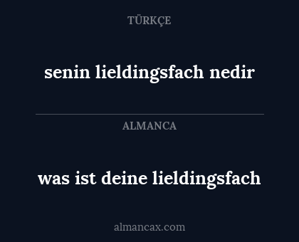 senin lieldingsfach nedir - was ist deine lieldingsfach
