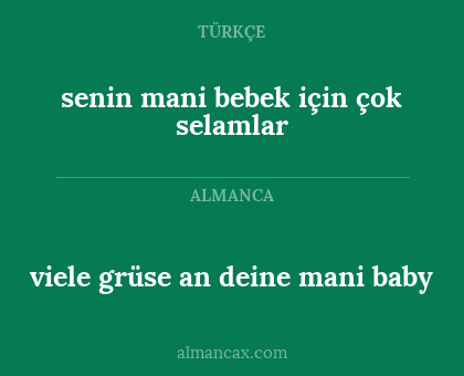 viele grüse an deine mani baby - senin mani bebek için çok selamlar