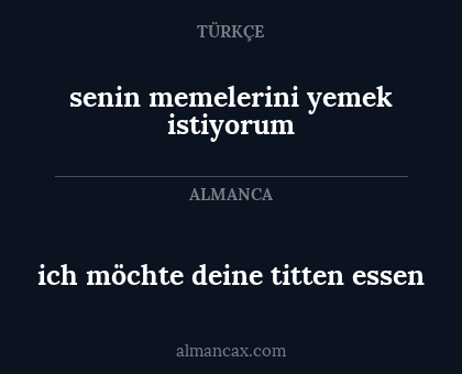 ich möchte deine titten essen - senin memelerini yemek istiyorum