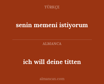 ich will deine titten - senin memeni istiyorum
