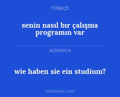senin nasıl bır çalışma programın var - wie haben sie ein studium?
