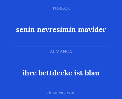 ihre bettdecke ist blau - senin nevresimin mavider