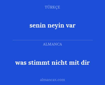 senin neyin var - was stimmt nicht mit dir