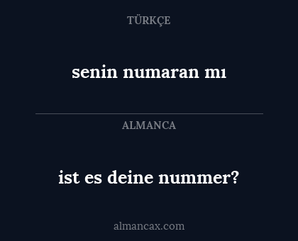 senin numaran mı - ist es deine nummer?