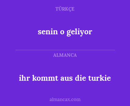 senin o geliyor - ihr kommt aus die turkie