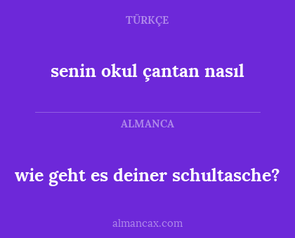 wie geht es deiner schultasche? - senin okul çantan nasıl