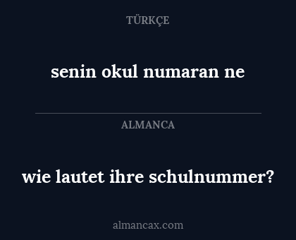 wie lautet ihre schulnummer? - senin okul numaran ne