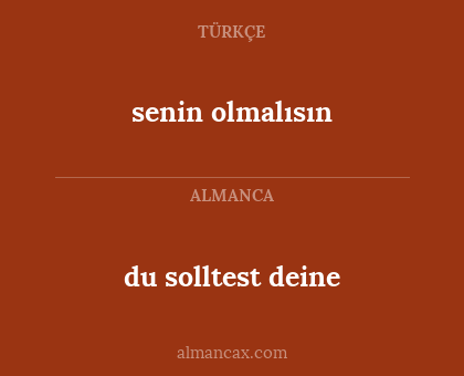 du solltest deine - senin olmalısın
