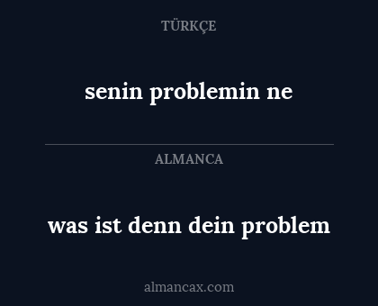 was ist denn dein problem - senin problemin ne